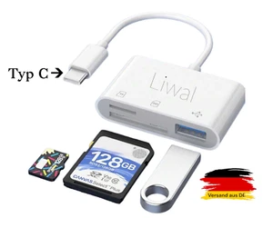 USB C Kartenleser, MicroSD, SD, USB Card Reader, iPhone, Android - Bild 1 von 9