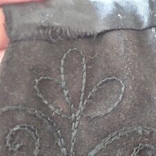 Vintage Sun River Black Embroidered Leather Vest Women's Large