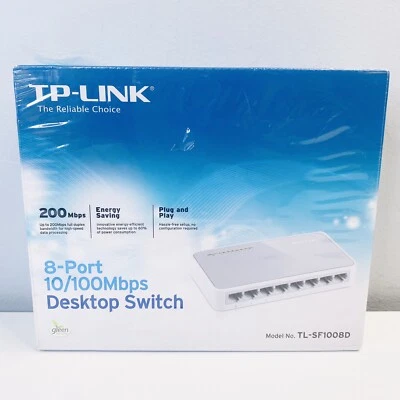 TP-LINK TL-SF1008D 8-Port 10/100Mbps Ethernet Ports Desktop Switch Plug And Play - Image 1 of 4