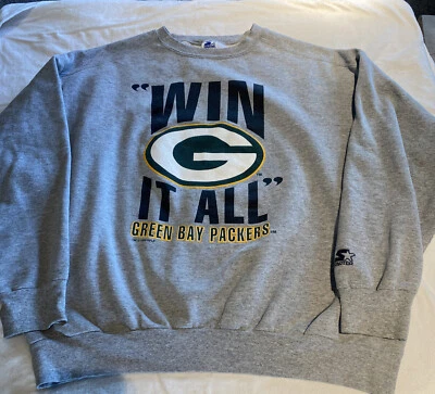 Moletom vintage 1995 NFL Green Bay Packers Starter cinza algodão EUA tamanho GG - Imagem 1 de 4