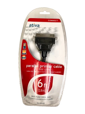 Ativa 6ft Parallel Printer Cable IEEE 1284 DB25 Male / CEN36 Male Item 828-530 - Image 1 of 4