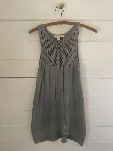 TUNICA TOP MICHAEL KORS GRIGIO ALL'UNCINETTO senza maniche MAGLIA taglia MEDIA $99