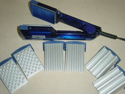 CONAIR блестящие большие волны 4 в 1 обжимной, колеблющийся, бархатный выпрямитель железа - прозрачный синий - Изображение 1 из 2