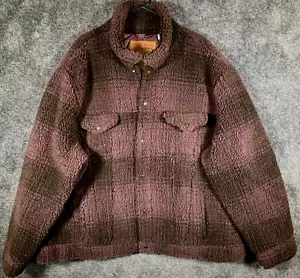 Levi's Jacket Men's 3XL Vintage Trucker Relaxed Fit Huckelberry Sherpa Plaid NEW - Picture 1 of 16