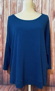1X Maglione Donna Zuda Cropped Blu Peso Medio Morbido Maniche 3/4 Scollo U - Foto 1 di 13
