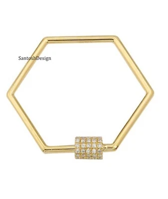 Beautiful Hexagon Silver CZ Diamond Carabiner Lock Clasp,Handmade Clasp Jewelry - Image 1 of 4