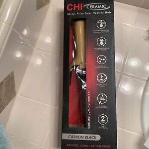 CHI CERAMIC 1.5" CURLING IRON CARBON BLACK-Gold curling iron inbox