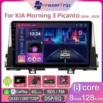 8 Core QLED Car Radio for KIA Morning 3 Picanto 2016-2023 Carplay Andriod 4G DSP - Image 1 of 4
