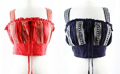 Top corto Free People Boho bordado con volantes, para mujer, correa fija, $58 Foto 1 de 2