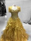 DISNEYS ROYAL BALL GOWN GOLD COLOR SIZE 6 Belle Inspired Quinceanera Dress