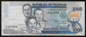 Philippines 1991-94 1000 (1,000) Piso P 174a Brown Tones Dirty VG - Picture 1 of 2