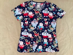 Rudolph Scrub Top Small Damen Weihnachten Urlaub 100% Baumwolle - Bild 1 von 4