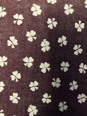 VTG Novelty Four Leaf Clover Toss on Brown Denim Twill Clothing Home Decor BTHY - Image 1 of 4