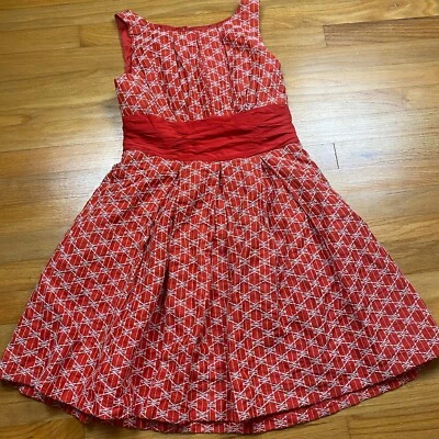 Vestido FROCK Tracy Reese Ablaze Bordado Mezcla de Seda Sin Mangas Rojo Acampanado 10 Foto 1 de 4