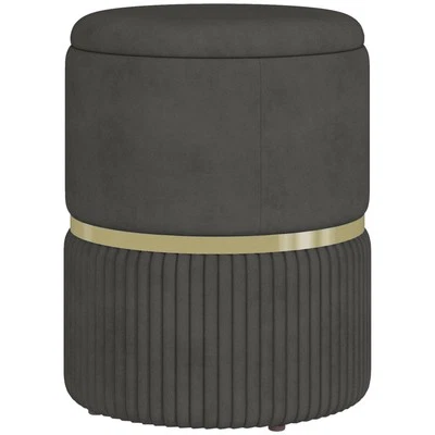 HOMCOM Pouf Contenitore 120 kg max in Poliestere Vellutato Grigio - Immagine 1 di 4