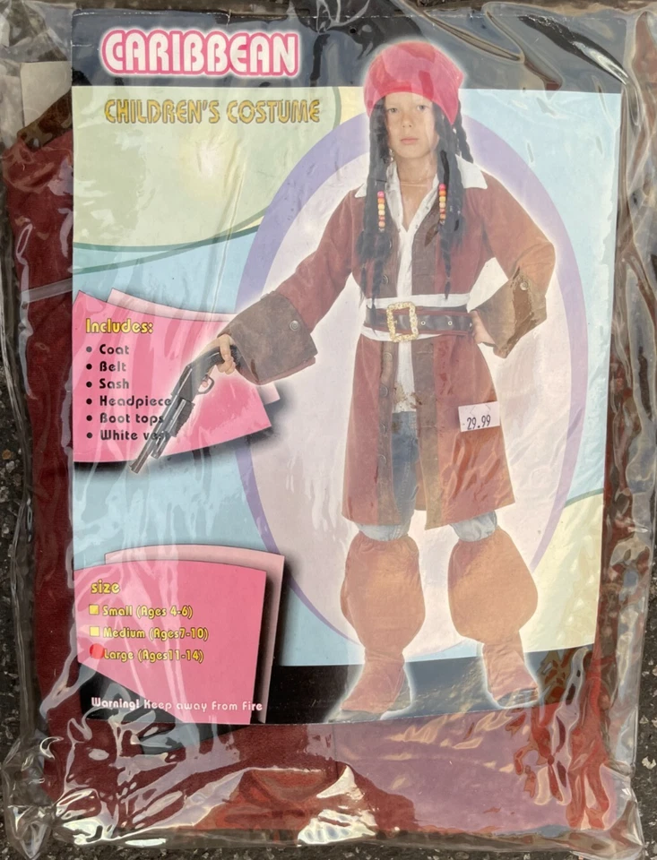 Disfraz Pirata Caribeño Niño CON Accesorios, Talla L (11-14) TOTALMENTE NUEVO Foto 1 de 2