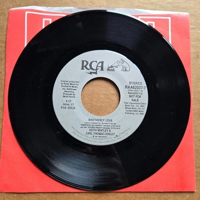 KEITH WHITLEY & EARL THOMAS CONLEY Brotherly Love 45 7" Record Vinyl Records - Image 1 of 2