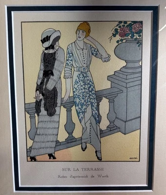 May 1913 Gazette du Bon Ton No7 Gose SUR LA TERRASSE Pochoir - Image 1 of 4