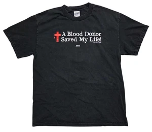 Maglietta religiosa donatore di sangue ha salvato la mia vita vintage Y2K Jesus Kerusso nera grande - Foto 1 di 9