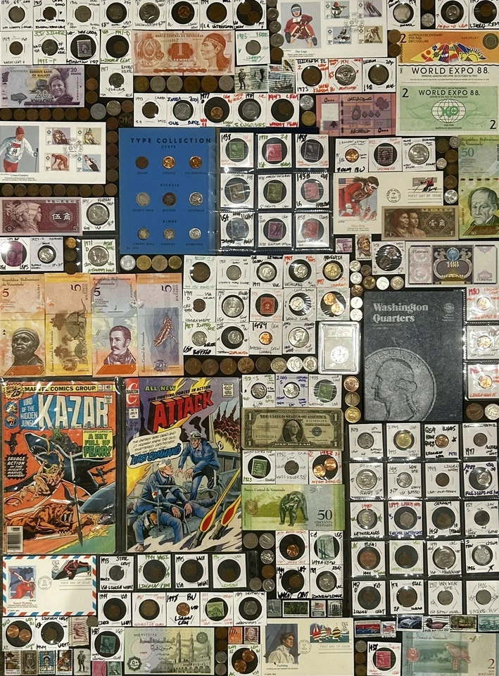 VINTAGE ESTATE LOT US Coin Collection Currency,Silver, 1800s,Foreign,Indian Head - Image 1 of 4