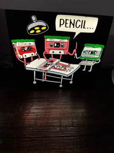 Retro Cassette Tape "Pencil..." - LED Light Up Sign - USB Powered - Picture 1 of 4