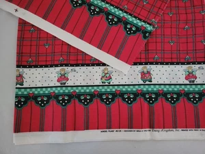 Daisy Kingdom Weihnachten Stoff Hase Engel kariert Urlaub doppelter Rand 2 Yards - Bild 1 von 2