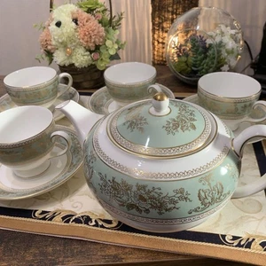 Wedgwood Columbia Sage Green Teapot Lee Cup Saucer From Japan - Picture 1 of 10