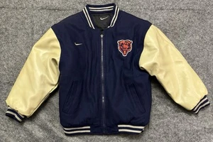 Kids Nike NFL Chicago Bears Varsity Jacket Navy blue&Cream Leather - Picture 1 of 6