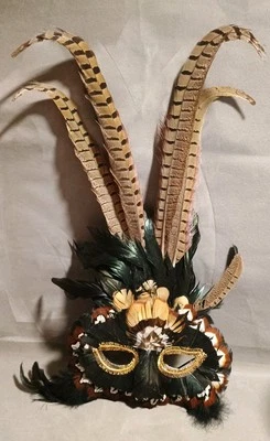 Handmade Mardis Gras Style Feather Mask  - Image 1 of 4