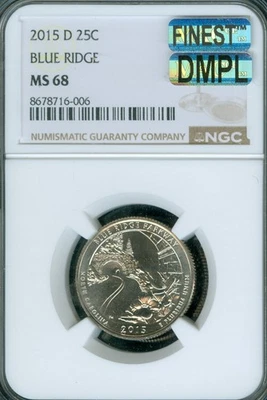 2015 D BLUE RIDGE QUARTER NGC MS68 PQ MAC FINEST DMPL & SPOTLESS * - Image 1 of 2
