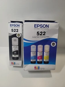 Genuine Epson 522 Ink Bottles 4 Pack EcoTank ET-2800 ET-4700 ET-4800 Exp 06/24 - Zdjęcie 1 z 5