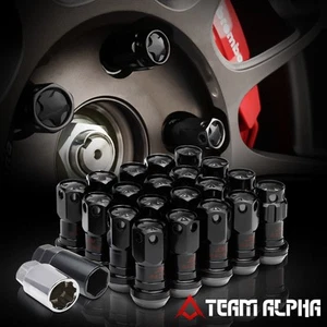 16+4 Key Lock 12mmx1.5 {FLOATING} Black/Black Aluminum Tuner Wheel Rim Lug Nut - Picture 1 of 8