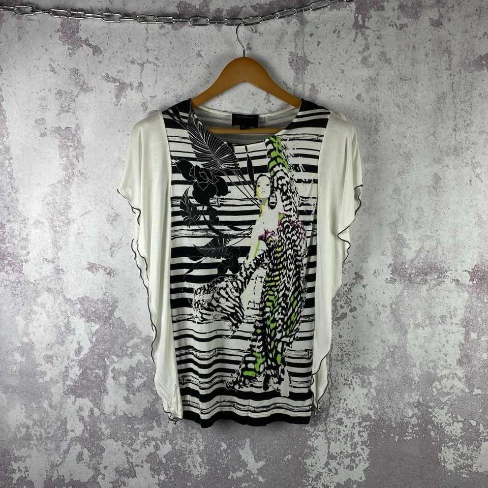 Винтажная женская роскошная футболка класса Roberto Cavalli с большим логотипом Y2K Streetwear - Изображение 1 из 4