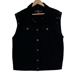 Gilet en jean noir Royal Bone homme taille L clouté boutonné poches devant punk - Photo 1 sur 10