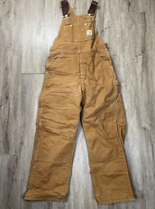 Baberos de Colección Años 80 Carhartt Para Hombre Marrón Pato Lona 32x30 Hechos en EE. UU. Acolchados - Imagen 1 de 11