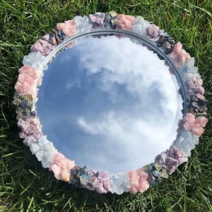 Runder Marmor Badezimmer Glas Multicolor Kristall zufällige Arbeit Restaurant Spiegel - Bild 1 von 3