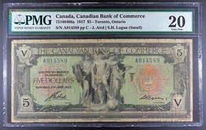 1917 Canada - Canadian Bank of Commerce $5, P-S965, PMG VF-20. - Picture 1 of 2