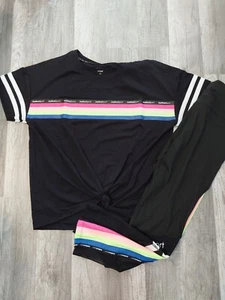 NWT Girls Justice Outfit Rainbow Stripe Top/Leggings Size 10 12 14 (1) - Picture 1 of 3