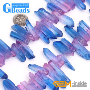 13x35mm Assorted Color Natural Quartz Stick Point Beads for Jewelry Making 15"