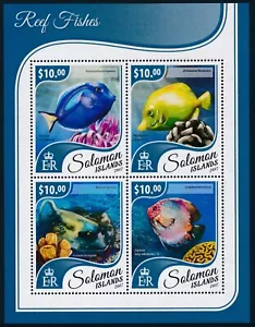 2017 SOLOMON ISLANDS REEF FISH MINI SHEET (4 STAMP) FINE MINT MNH - Picture 1 of 1