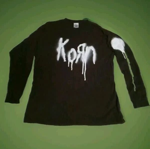 korn long sleeve shirt RARE Dripping Spray Paint Size Large Vintage Distressed  - Picture 1 of 13