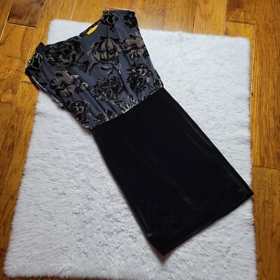 Alice + Olivia Dress Women's Medium Velvet Lace Black Floral Silk Blend - Image 1 of 4