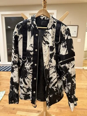 Chaqueta ALEXANDER WANG Talla XL Negra Blanca Estampado Nylon Cremallera Broches a Presiones Foto 1 de 4