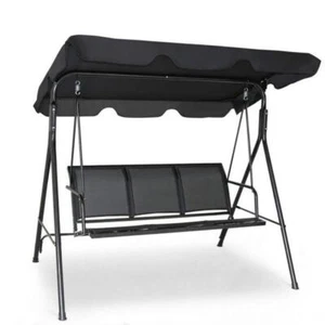 Clihome Porch Swing 43.5" 3-Person Adjustable Canopy Waterproof Steel Black - Picture 1 of 9