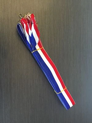 AWARDSMITH 10 x Nastri Medaglia Rosso, Bianco e Blu Cordini con Clip Oro Larghezza 22mm
