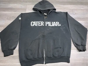 Vintage CAT Caterpillar Gr. XL schwarz Reißverschluss schwerer Hoodie Sweatshirt distressed - Bild 1 von 12