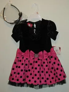 New HELLO KITTY Black Velvet Pink Taffeta Dress w/ Crinoline Slip & Headband 2T - Picture 1 of 9