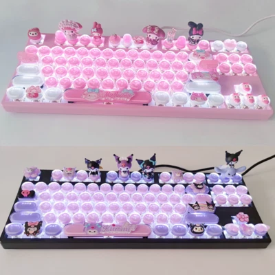 My Melody Cinnamoroll Kuromi Mechanical Keyboard USB Wired 87/104 Keys Hot swap - Image 1 of 4