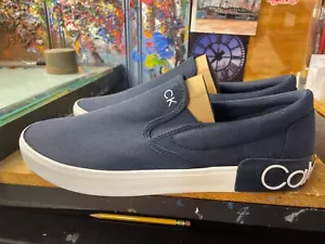 Calvin Klein RYOR Zapatillas Sin Cordones Azul Oscuro Lona Informales Talla EE. UU. 12 Para hombres Nuevas - Imagen 1 de 16