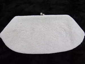 Vintage Walborg Belgium Ladies Beaded Clutch White Bag - Picture 1 of 9
